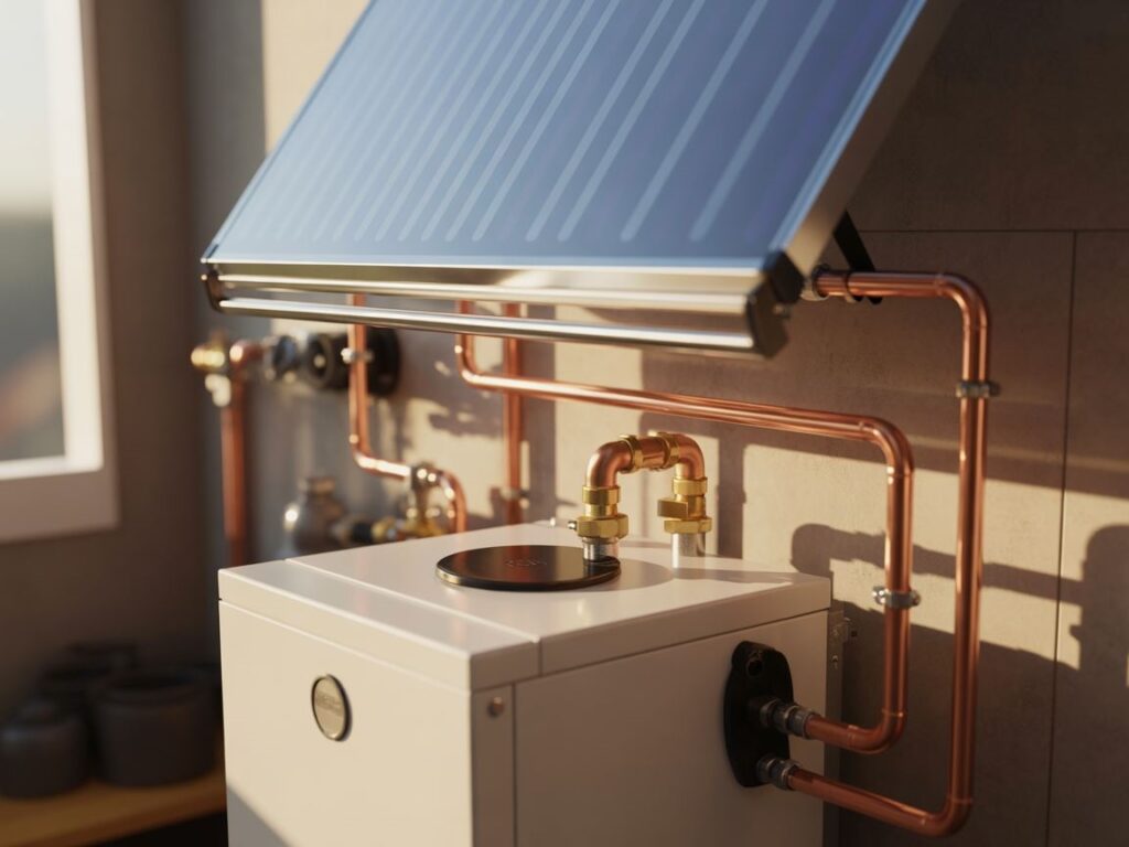 bojler i kolektor słoneczny w domu