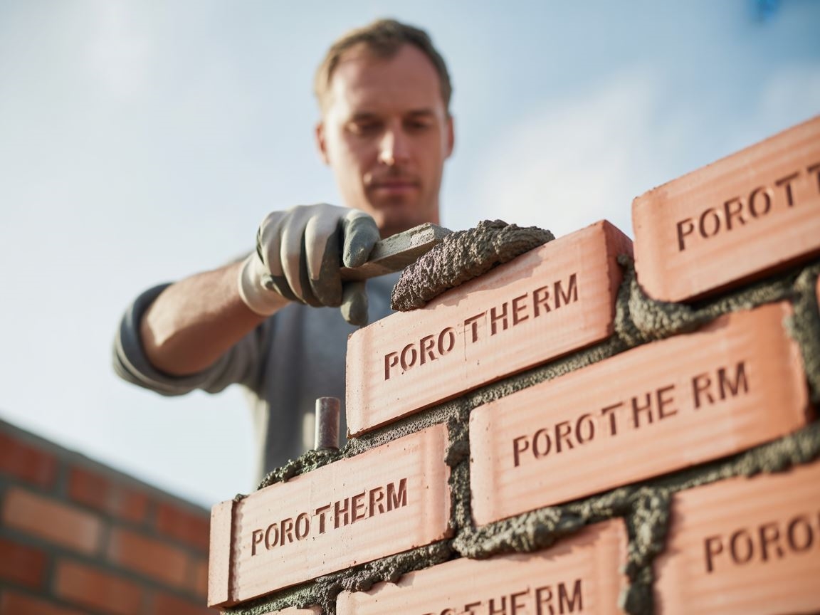 cegły porotherm ułożone w murze
