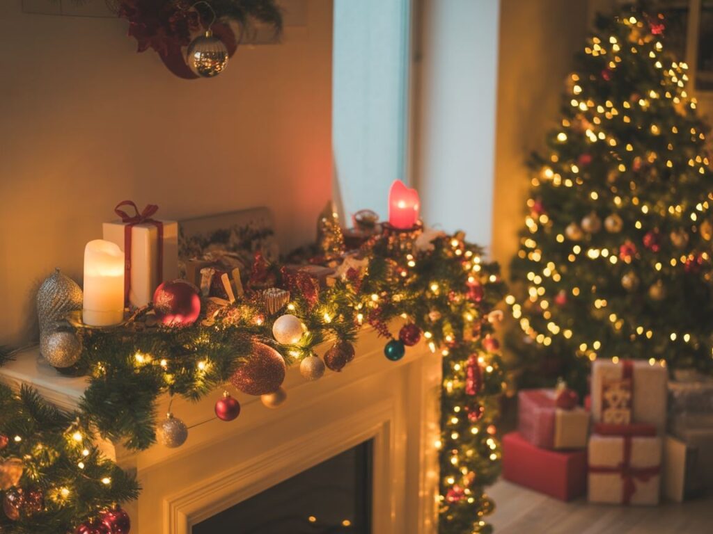 dekoracje świetlne na elewacji domu