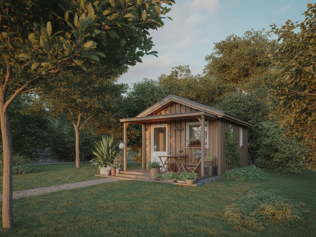 domek letniskowy w ogrodzie