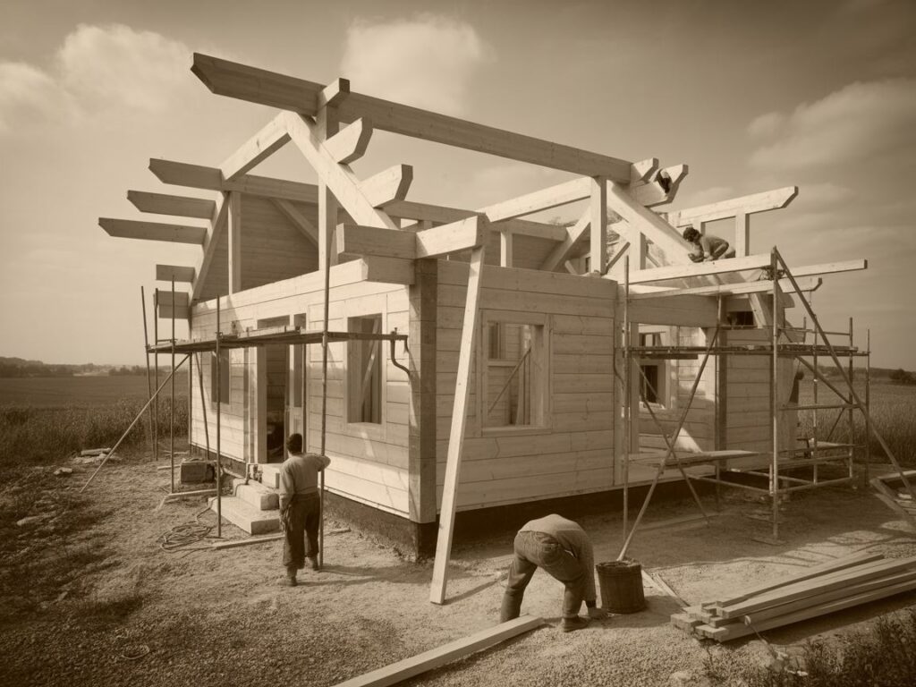 drewniana konstrukcja domu