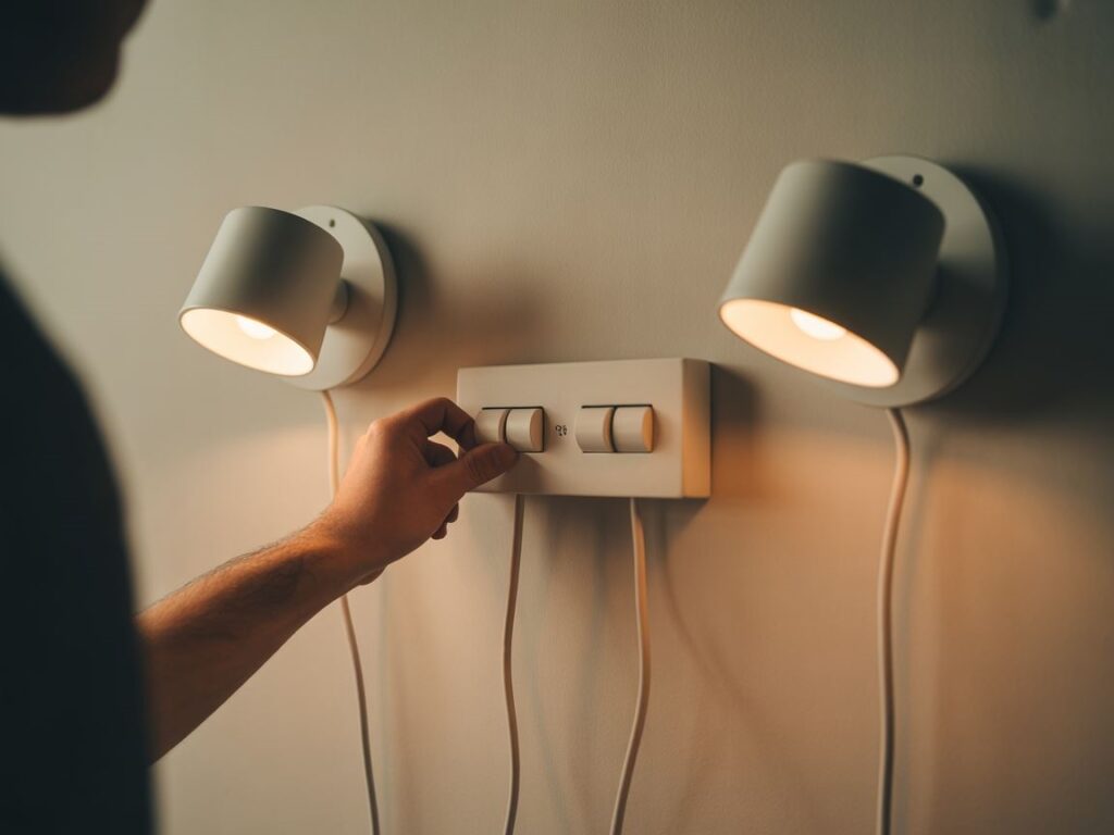 dwie lampy podłączone do włącznika