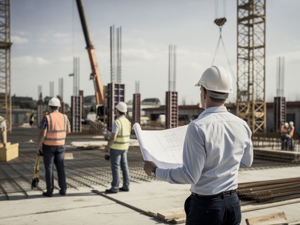 kierownik budowy na placu budowy