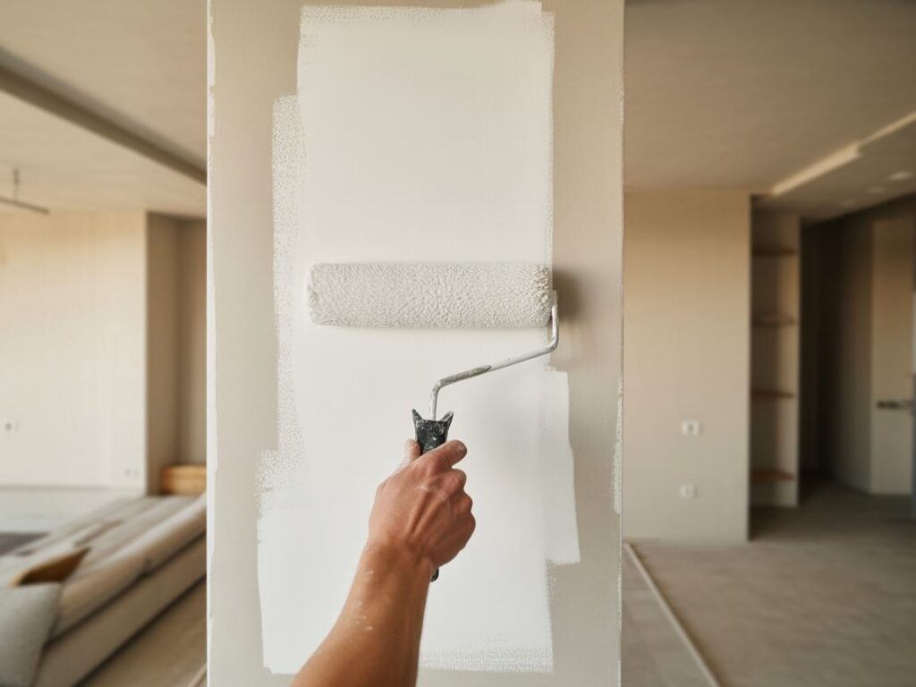 malowanie ściany na biało