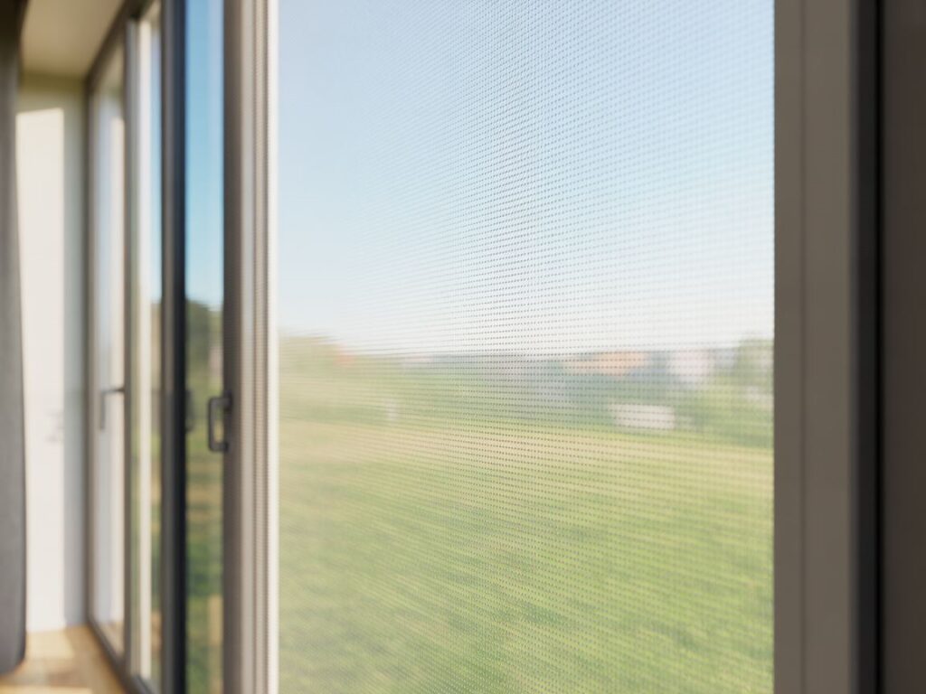 moskitiera zwijana na oknie