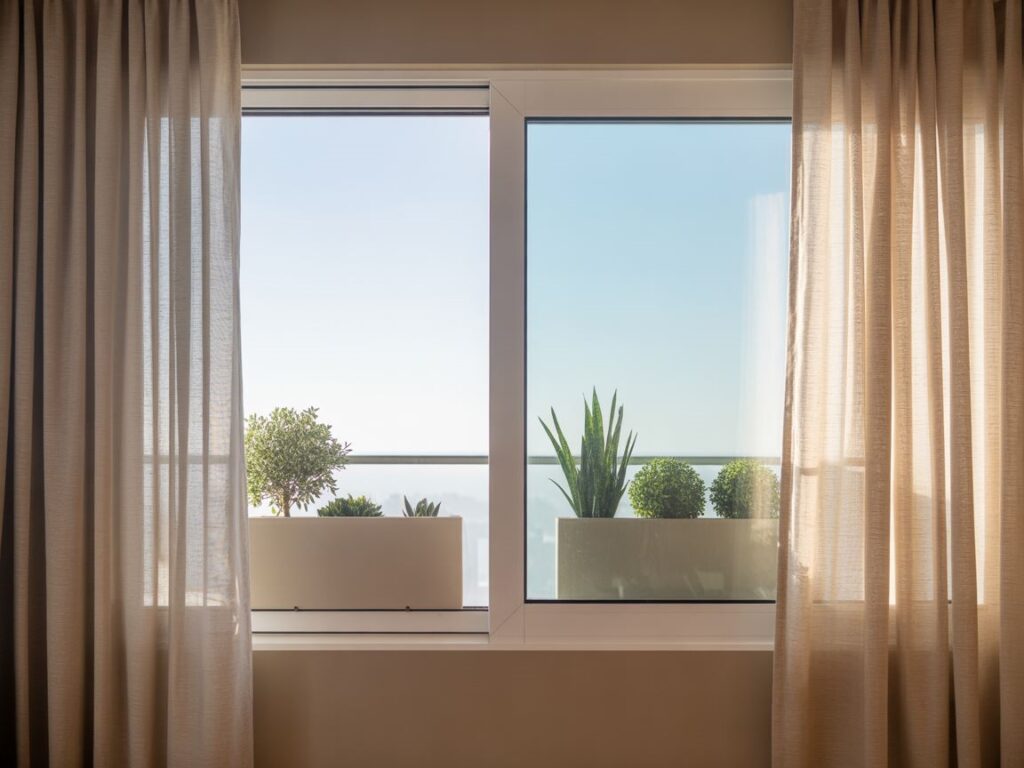 nowoczesna dekoracja okna balkonowego