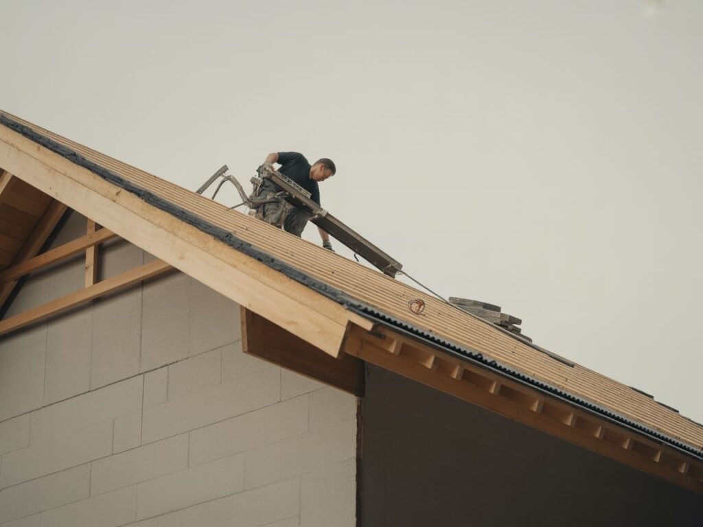 podniesiony drewniany dach