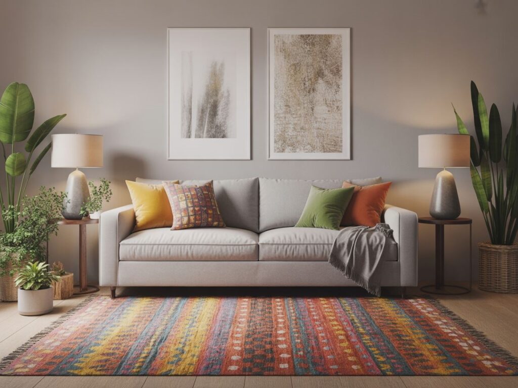 rośliny doniczkowe w salonie