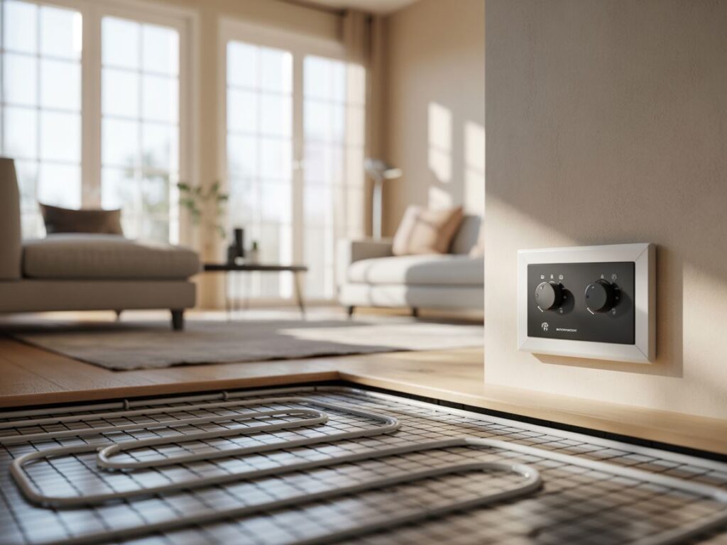 schemat przepływu prądu w ogrzewaniu podłogowym