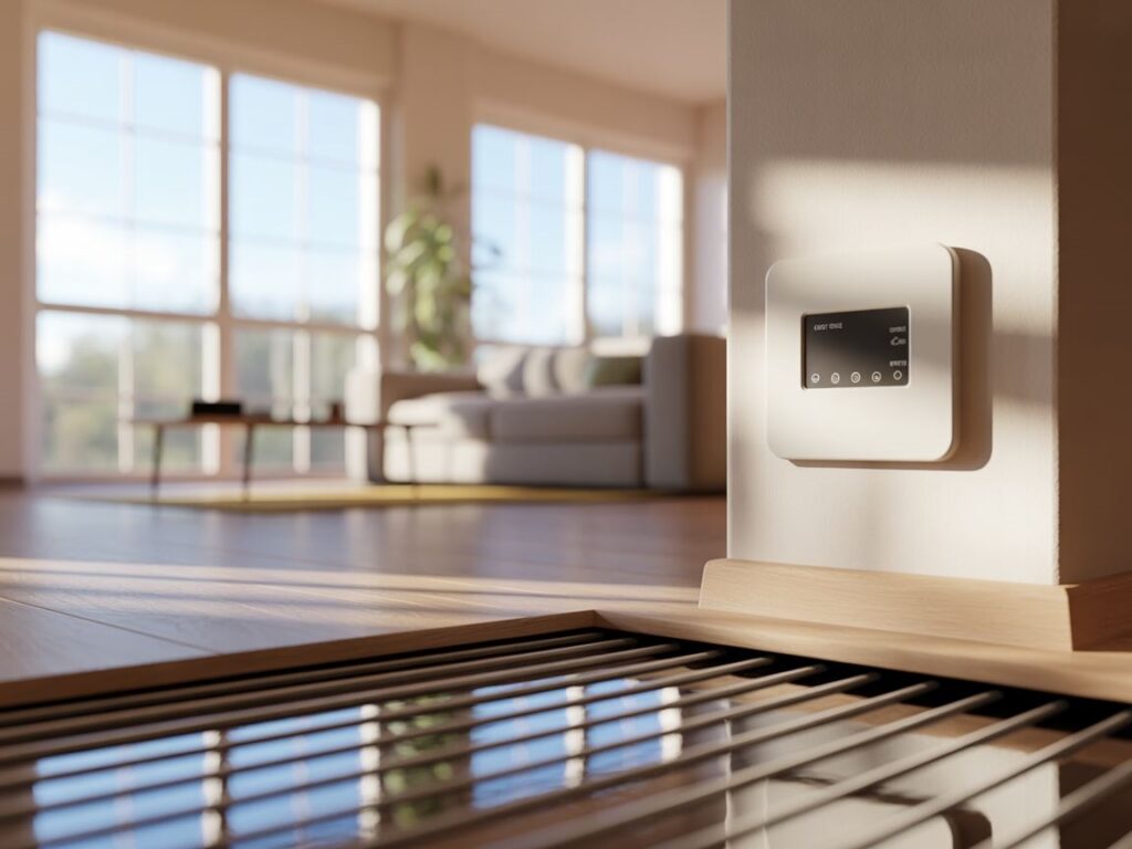 widok instalacji elektrycznej pod podłogą